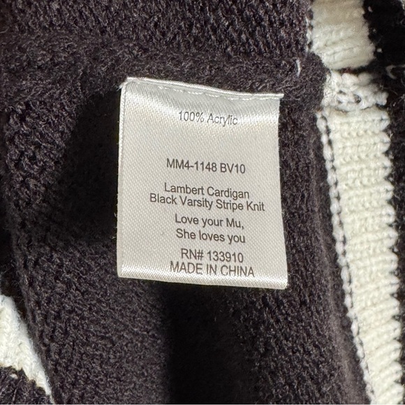 Show Me Your MuMu Lambert Black Varsity Stripe Knit Cardigan - Picture 7 of 7